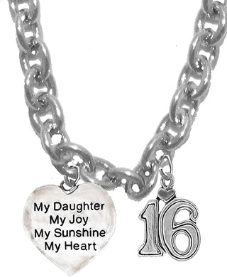 My Daughter,My Joy,My Sunshine,My Heart, Sweet 16, Sterling Silver Solid .925 Sterling,Not Plated Or Coated.18 Inch Chain,Hyperallergenic Safe-Nickel,Lead,Cadmium Free