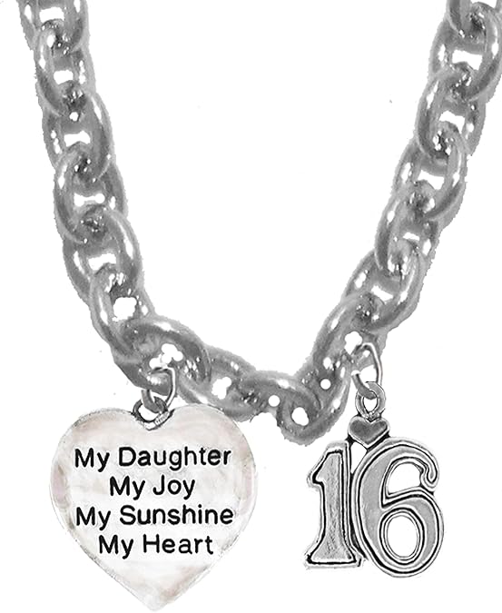 My Daughter,My Joy,My Sunshine,My Heart, Sweet 16, Sterling Silver Solid .925 Sterling,Not Plated Or Coated.18 Inch Chain,Hyperallergenic Safe-Nickel,Lead,Cadmium Free