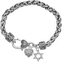 Bas Mitzvah Bracelet, Genuine Crystal Heart, Star Of David,Hypoallergenic, Safe-No Nickel, Lead,or Cadmimum