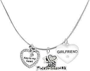 Policeman's, I Love My Policeman, Girlfriend, Key To My Heart, Adjustable Snake Chain Necklace., Hypoallergenic, Safe-Nickel, Lead, Free