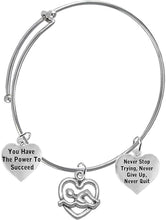 Never Stop Trying, Never Quit 3 Charm Adjustable Bracelet, Hypoallergenic, Safe-Nickel Free, No Poisonous Lead Or Cadmium