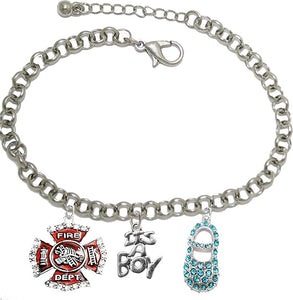 Firefighter's, Mom to Be, It's A Boy, Bracelet, Hypoallergenic, Safe-Nickel, Lead, Cadmium Free