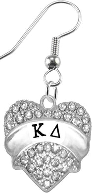 Kappa Delta Crystal Heart Earrings, Licensed Sorority Jewelry Manufacturer