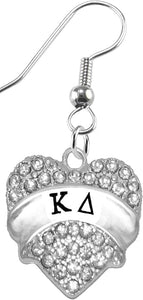Kappa Delta Crystal Heart Earrings, Licensed Sorority Jewelry Manufacturer