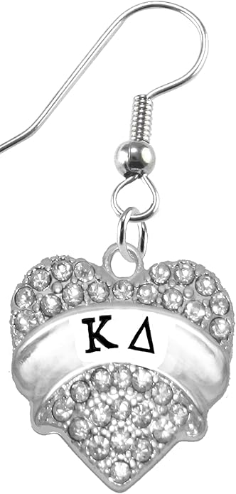Kappa Delta Crystal Heart Earrings, Licensed Sorority Jewelry Manufacturer