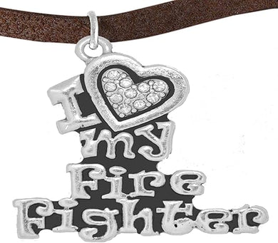 Firefighter, I Love My Firefighter, Genuine Crystal, Adjustable Bracelet, Hypoallergenic, Safe-Nickel, Lead, Free