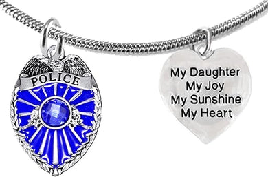 Policeman's, My Daughter, My Joy, My Sunshine, My Heart, Adjustable Necklace, Hypoallergenic, Safe-Nickel Free, No Poisonous Lead Or Cadmium.