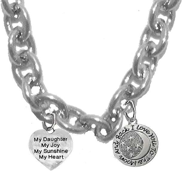 My Daughter ,My Joy, My Sunshine, My Heart, I Will Love You To The Moon And Back,STERLING SILVER Solid .925 Sterling,Not Plated Or Coated.18 Inch Chain,Hyperallergenic Safe-Nickel,Lead, Cadmium Free