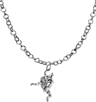 Soccer player With A Fierce Kick Of The Ball, Adjustable 14-21 Inch Rolo Necklace, Nickel, Lead, And Cadmium Free-Hypoallergenic