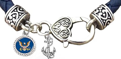 Navy Bracelet, US Navy Bracelet, Navy Jewelry, Large Genuine Crystal Anchor, Hypoallergenic-Safe, No Nickel, Lead, Or Poisonous Cadmium In Bracelet