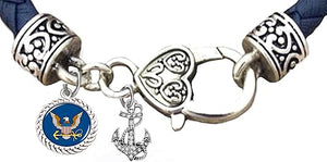 Navy Bracelet, US Navy Bracelet, Navy Jewelry, Large Genuine Crystal Anchor, Hypoallergenic-Safe, No Nickel, Lead, Or Poisonous Cadmium In Bracelet