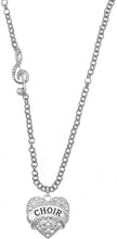 Choir Crystal Heart, Treble Clef Jewelry, Rolo Chain Adjustable Necklace, Hypoallergenic, Safe-Nickel, Lead, and Cadmium Free