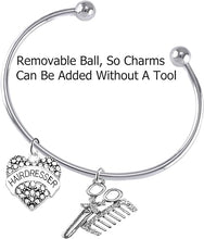 Hair Dresser Crystal Heart, Comb & Scissors Bracelet, Hypoallergenic Safe-Nickel Free, No Poisonous Lead, or Cadmium