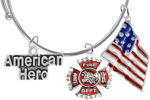 Firefighter's American Hero Adjustable Bracelet, Safe-Nickel, Lead & Cadmium Free!