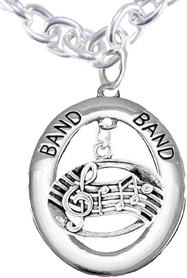 Band Music Notes Hypoallergenic Adjustable Necklace, Safe-Nickel, Lead Free