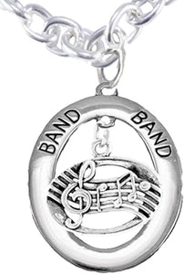 Band Music Notes Hypoallergenic Adjustable Necklace, Safe-Nickel, Lead Free