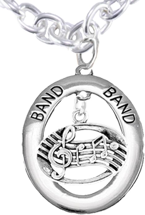 Band Music Notes Hypoallergenic Adjustable Necklace, Safe-Nickel, Lead Free