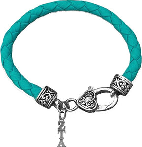 Zeta Tau Alpha,Vintage Antique Genuine Leather Turquoise Bracelet, Hypoallergenic, Safe-No Nickel, No Lead, And No Poisonous Cadmium, Authorized Sorority Jewelry Manufacturer