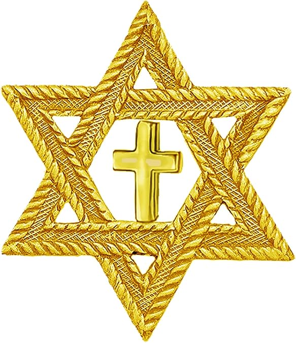 Messianic Antique 14KT Goldtone, Star Of David With Gold Cross. Hypoallergenic-Safe, No Nickel, Lead, Or Cadmium In The Metal. Comes With Jump Ring Attached. Charm Size 7/8 X 7/8 Inch.