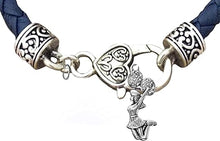 Cheer Crystal Jumping Cheerleader, Genuine Navy Blue Leather, Antique Vintage Silver Cheerleader Bracelet, Hypoallergenic, Contains No Nickel, Lead, Or Poisonous Cadmium