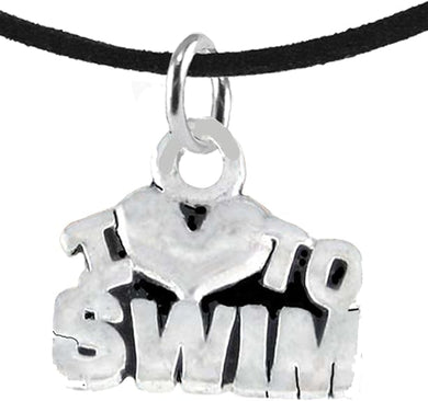 I Love Swimming, Adjustable Necklace, Hypoallergenic, Safe-Nickel Free, No Poisonous Lead Or Cadmium