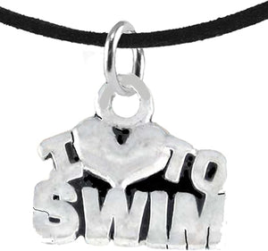 I Love Swimming, Adjustable Necklace, Hypoallergenic, Safe-Nickel Free, No Poisonous Lead Or Cadmium