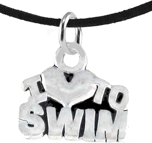 I Love Swimming, Adjustable Necklace, Hypoallergenic, Safe-Nickel Free, No Poisonous Lead Or Cadmium
