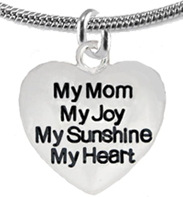Message Jewelry, My Mom, My Joy, My Sunshine, My Heart, Adjustable Necklace, Hypoallergenic, Safe-Nickel, Lead, Free