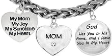 My Mom, My Joy, My Sunshine, My Heart, God Has You in His Arms, Bracelet, Hypoallergenic, Safe-Nickel, Lead, Free