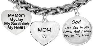 My Mom, My Joy, My Sunshine, My Heart, God Has You in His Arms, Bracelet, Hypoallergenic, Safe-Nickel, Lead, Free