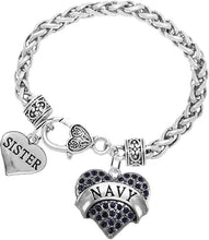 Navy Sister Blue Crystal Heart Bracelet, Hypoallergenic, Will NOT Irritate Anyone with Sensitive Skin. Safe- Nickel, Lead and Cadmium Free