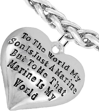 Marine Mom, My Son, is My World Bracelet, Hypoallergenic, Safe- Nickel, Lead and Cadmium Free