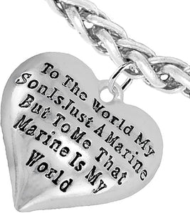 Marine Mom, My Son, is My World Bracelet, Hypoallergenic, Safe- Nickel, Lead and Cadmium Free