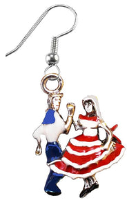 Square Dancing Couple Fishhook/Wire Earrings, What A Wonderful Gift ForYourself, Or Someone Special. Gift Ready, Comes In A Black Velvet Bag. Hypoallergenic, No nickel, Lead, Cadmium In The Metal