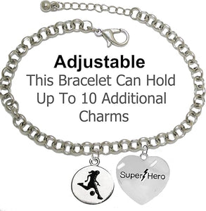 My Daughter, Super Hero, " Soccer Player Jewelry" Adjustable Bracelet Hypoallergenic, Safe-Nickel, Lead Free