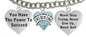 Never Stop Trying, Never Quit 3 Charm Adjustable Bracelet, Hypoallergenic, Safe-Nickel Free, No Poisonous Lead Or Cadmium