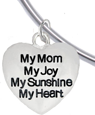 Message Jewelry, My Mom, My Joy, My Sunshine, My Heart, Adjustable, Removable Ball, Add Charms Without Tools, Hypoallergenic, Safe-Nickel, Lead, Free