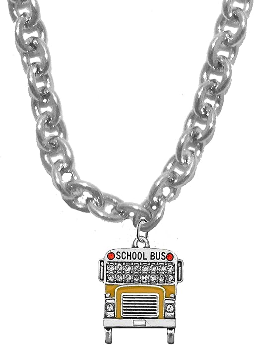 Spectacular, Colorful School Bus, What A Great Gift, To Show Your Appreciation, STERLING SILVER Solid .925 Sterling,Not Plated Or Coated.18 Inch Chain,Hyperallergenic Safe-Nickel,Lead, Cadmium Free