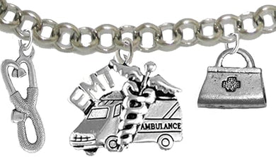 EMT, Paramedic, Adjustable Charm Bracelet, Hypoallergenic, Safe-Nickel, Lead, Free