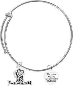 Policeman's, I Love My Policeman, My Love, My Joy, Adjustable Miracle Wire Bracelet, Hypoallergenic, Safe-Nickel, Lead, Free