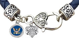 Navy Sister, Leather Bracelet, Navy Bracelet, US Navy Bracelet, Navy Jewelry, Hypoallergenic-Safe, No Nickel, Lead, Or Poisonous Cadmium In Bracelet