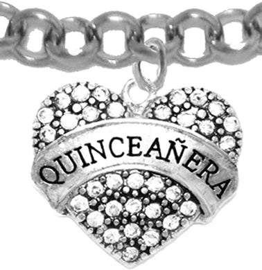 The Perfect Gift, Quinceanera Genuine Crystal Heart, Hypoallergenic Adjustable Bracelet, Safe-Nickel, Lead & Cadmium Free!