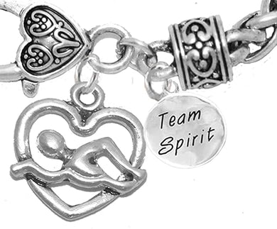 I Love Swimming Bracelet, Hypoallergenic, Safe-Nickel Free, No Poisonous Lead Or Cadmium