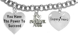 Martial Arts, Kickboxing Jewelry, Karate Jewelry, Super Hero, You Have The Power To Succeed, " Martial Arts Jewelry" Adjustable Bracelet Hypoallergenic, Safe-Nickel, Lead Free