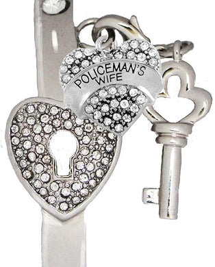 It Really Locks, The Key to My Heart Cuff Crystal Bracelet, Policeman's Wife Hypoallergenic, Safe-Nickel, Lead, Free