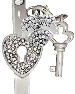 It Really Locks, The Key to My Heart Cuff Crystal Bracelet, Policeman's Wife Hypoallergenic, Safe-Nickel, Lead, Free