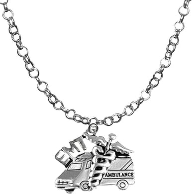 EMT, Paramedic Jewelry, Adjustable 14-21 Inch Rolo Chain Crystal Heart Necklace, Nickel, Lead, And Cadmium Free-Hypoallergenic