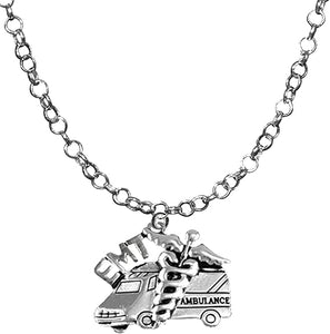 EMT, Paramedic Jewelry, Adjustable 14-21 Inch Rolo Chain Crystal Heart Necklace, Nickel, Lead, And Cadmium Free-Hypoallergenic