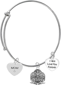 Mom, I Will Love You Forever, Navy Hypoallergenic, Safe-Nickel Free, No Poisonous Lead Or Cadmium