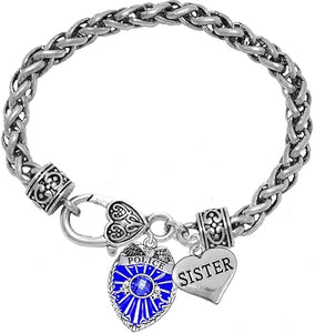 Policeman Sister Badge Bracelet Hypoallergenic-Safe, Nickle Free, No Poisonous Toxic Lead Or Cadmium Metal,